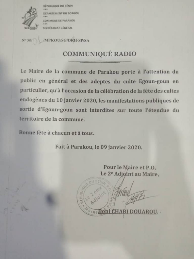 Voici la lettre du 2e adjoint au maire