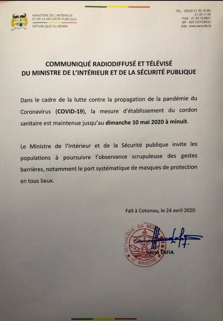 voici le nouveau communiqué