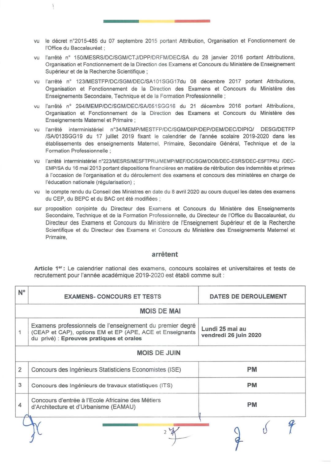 suite de l'arrêté