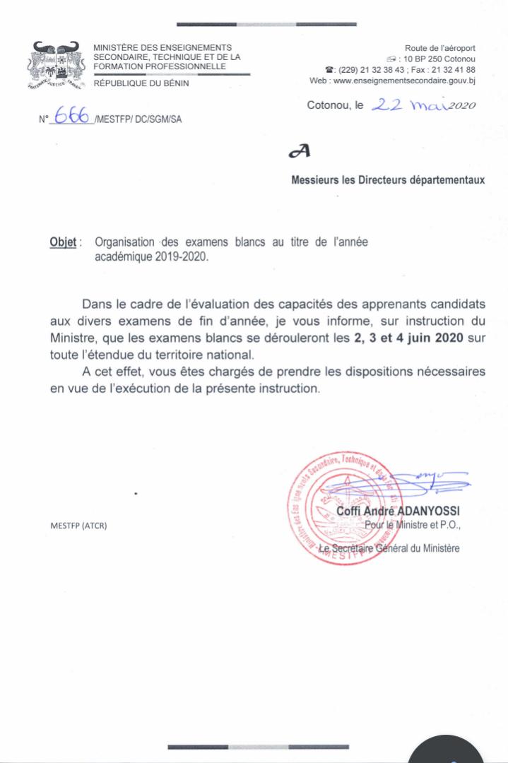 voici la correspondance du MESTFP