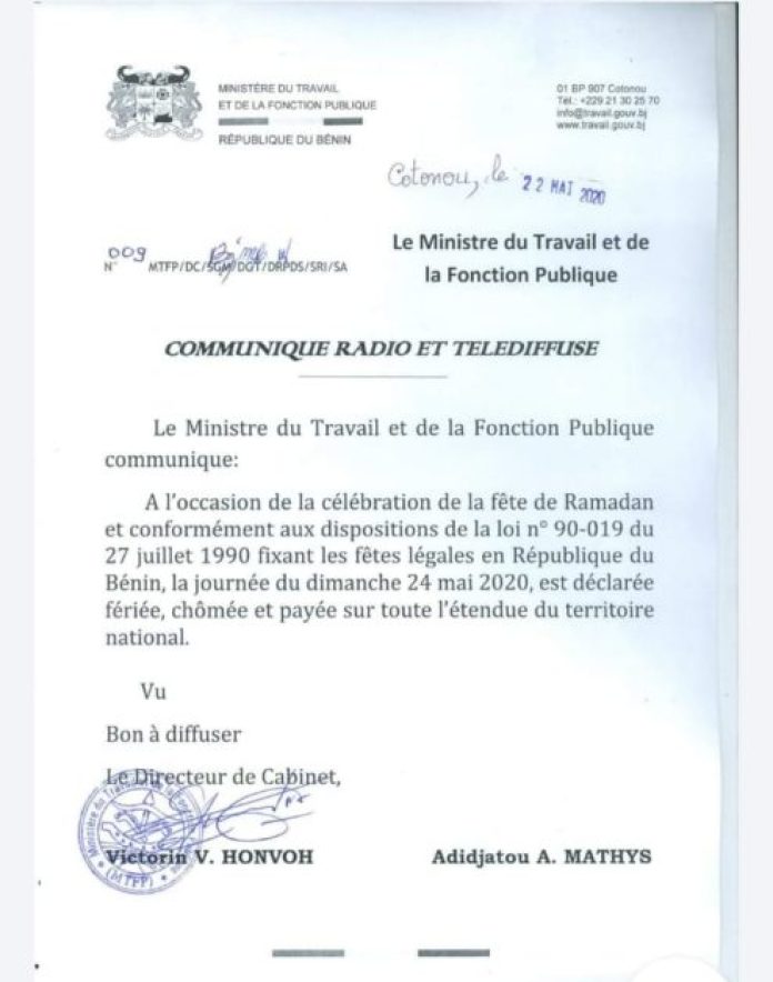 voici le communiqué du ministre voici le communiqué du ministre