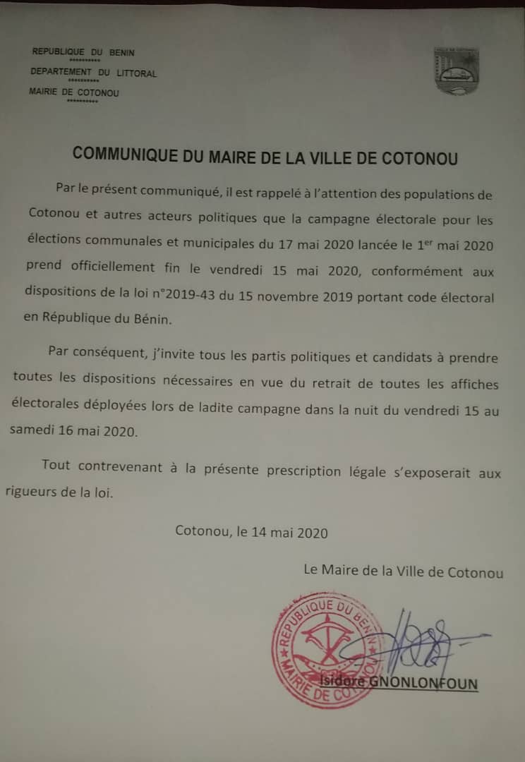 Voici le communiqué