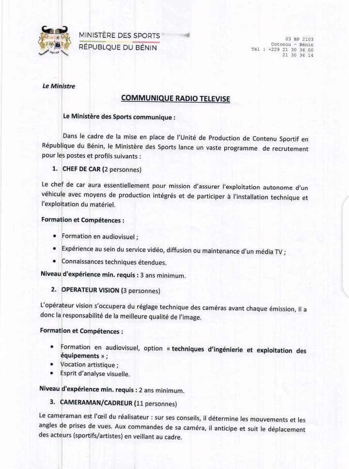 Voici le communiqué Voici le communiqué
