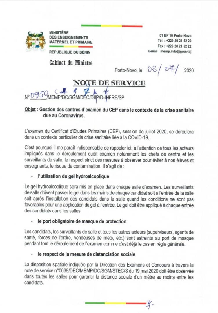 Voici la note de service Voici la note de service