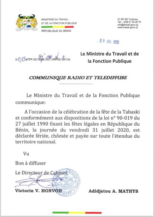 Voici le communiqué