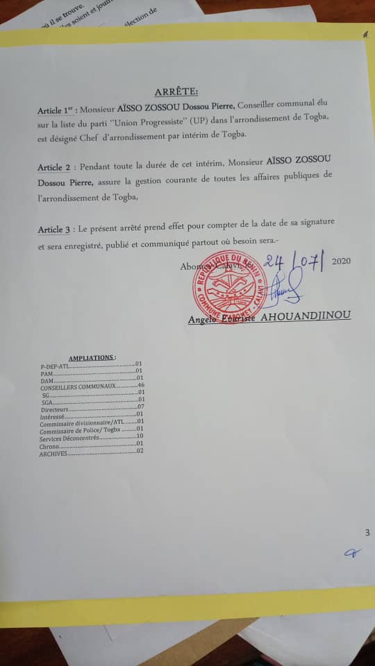 Voici l'arrêté du maire