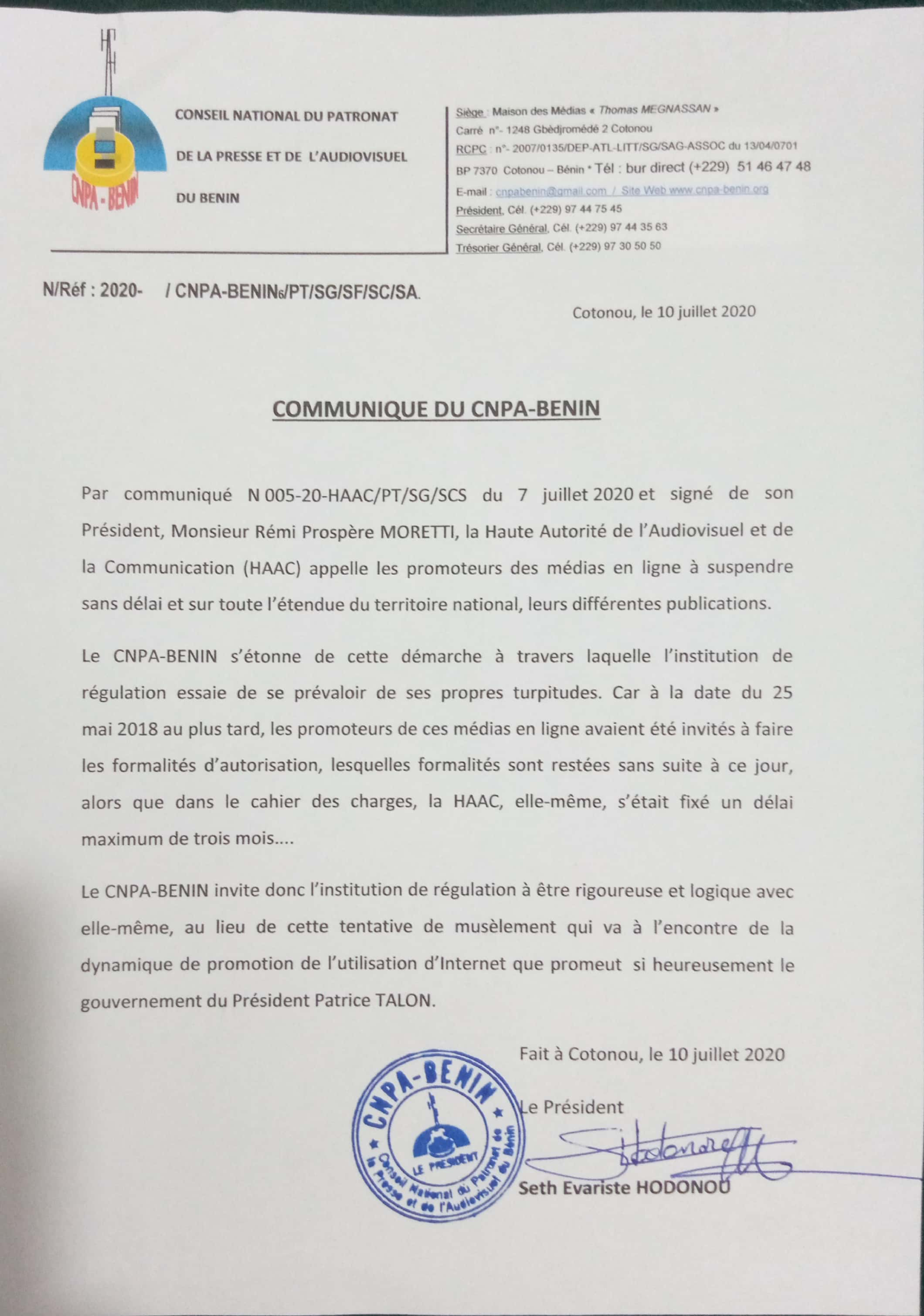 voici le communiqué voici le communiqué