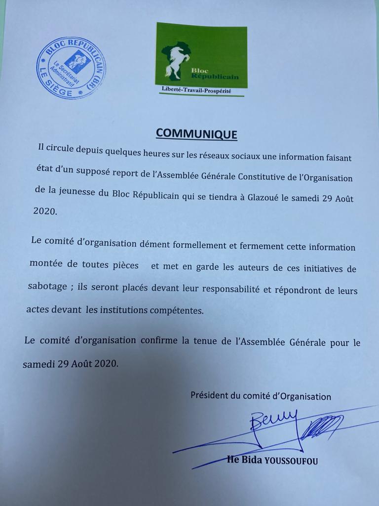 Voici le communiqué