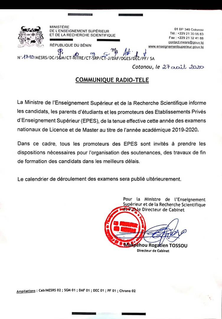 Voici le communiqué