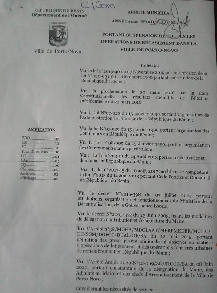 voici l'arrêté du maire