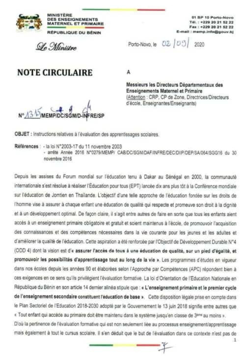 voici la circulaire