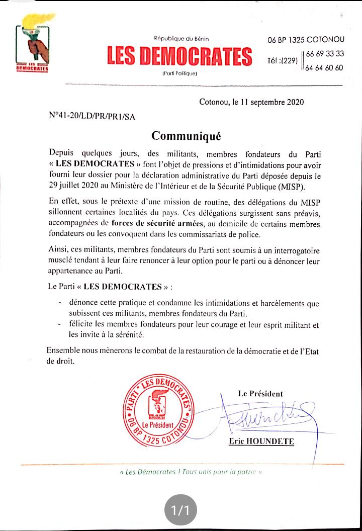 Voici le communiqué Voici le communiqué