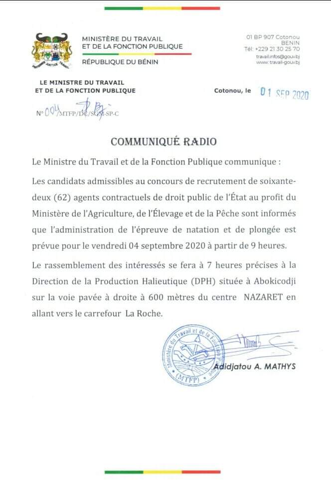 Voici le communiqué