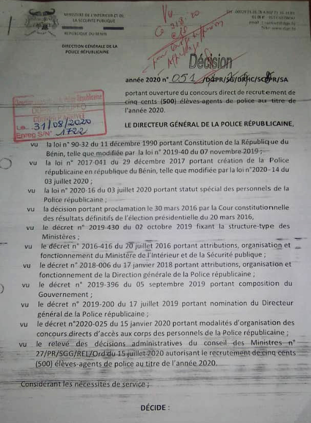 Voici la note de service Voici la note de service