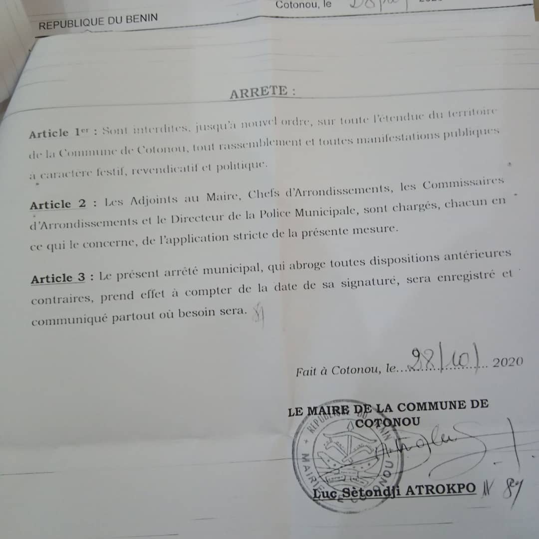 voici l'arrêté
