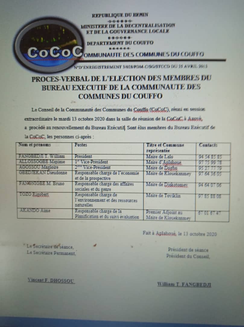 Voici le nouveau bureau de la Cococ, élu Voici le nouveau bureau de la Cococ, élu