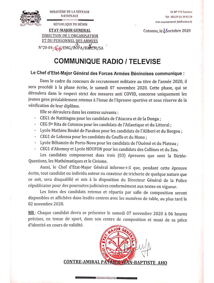 Voici le communiqué