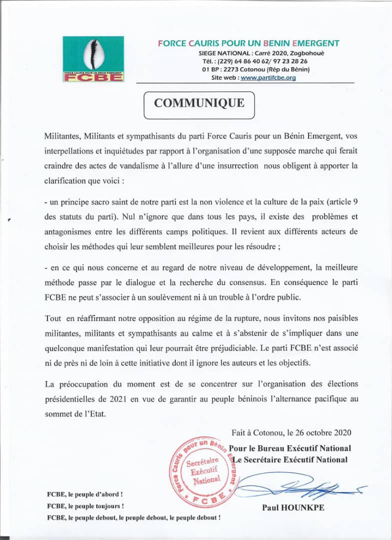 Voici le communiqué