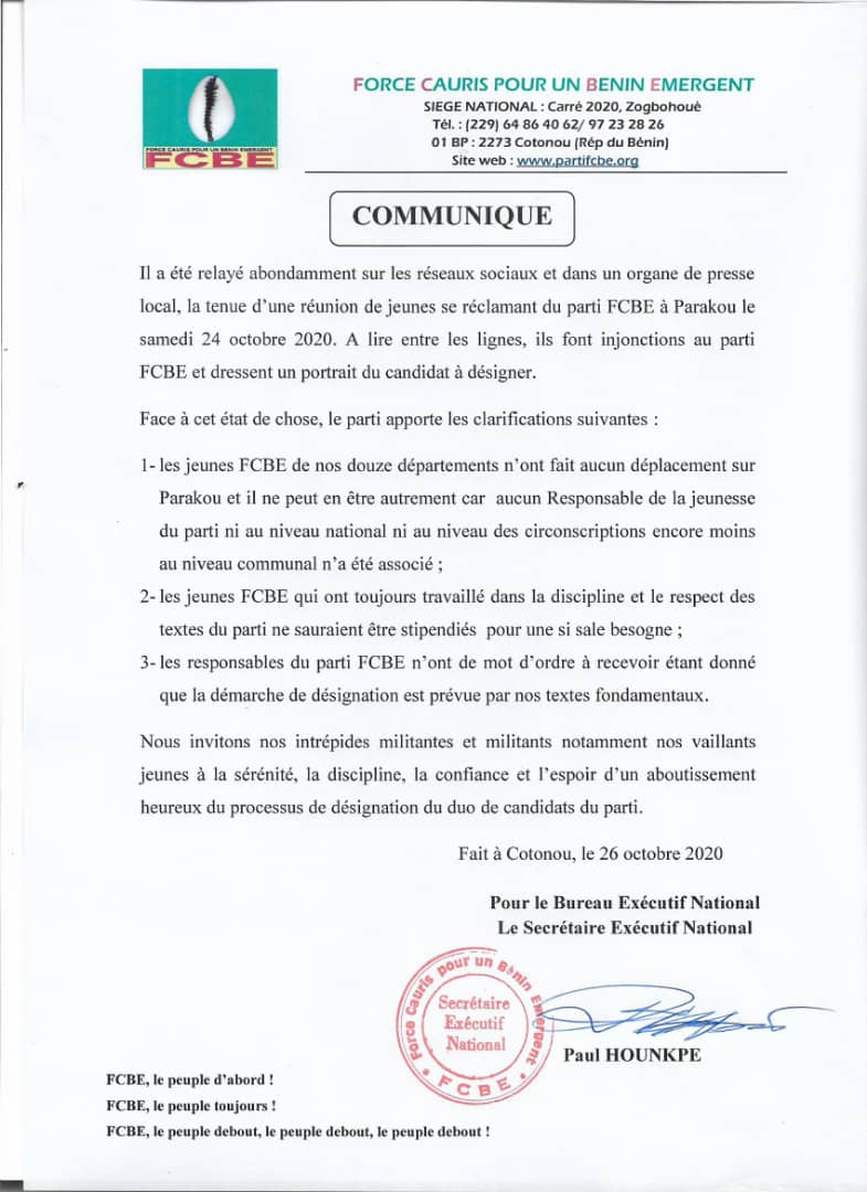 Voici le communiqué