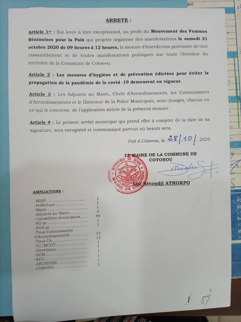 voici le nouvel arrêté