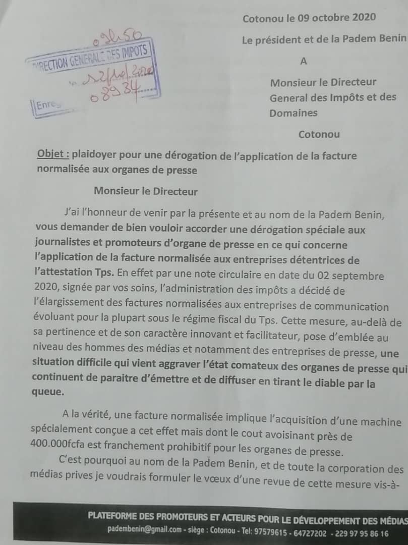 voici la lettre du Président