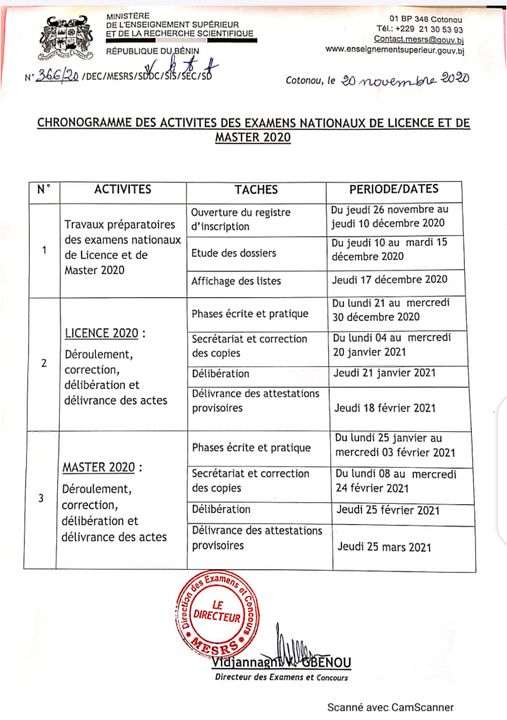 voici le calendrier