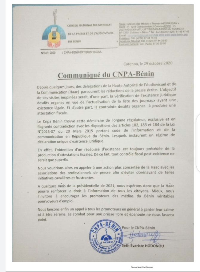 Voici le communiqué Voici le communiqué