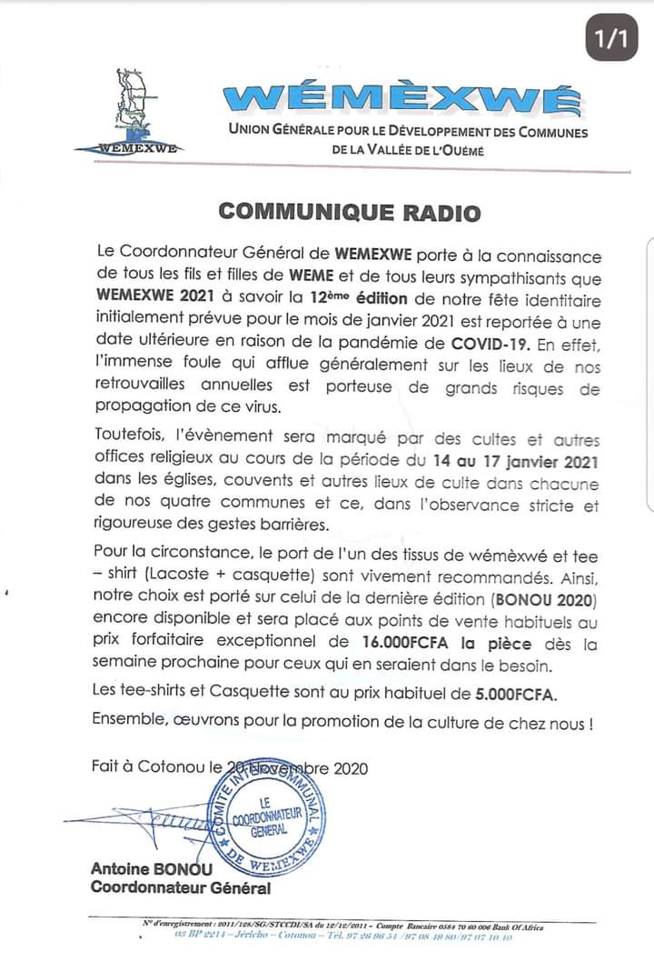 Voici le communiqué Voici le communiqué