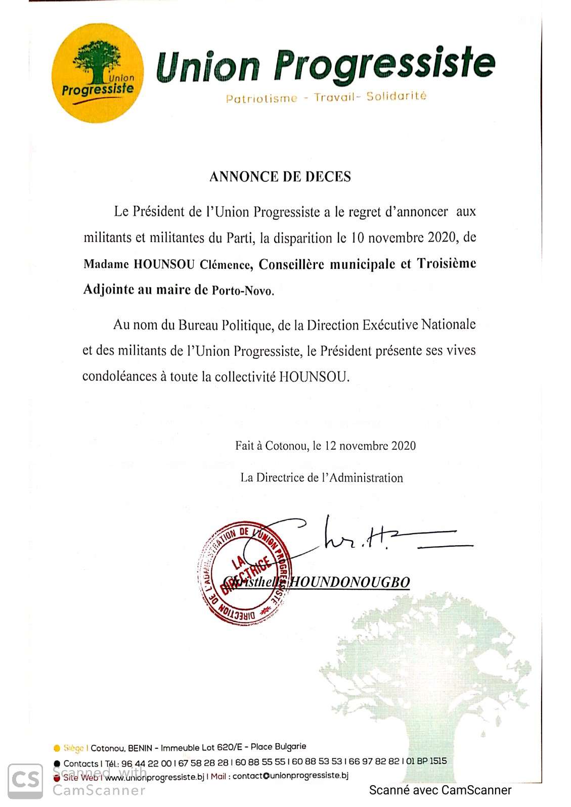Voici le communiqué