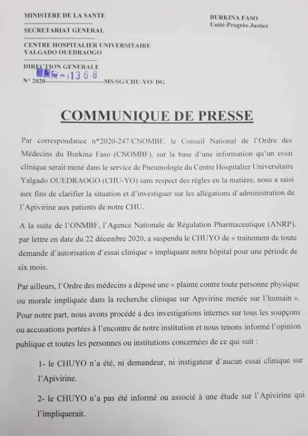 Voici le communiqué