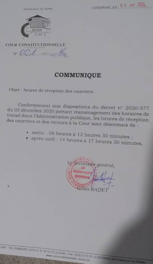 Voici le communiqué