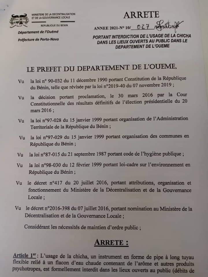 voici l'arrêté du préfet