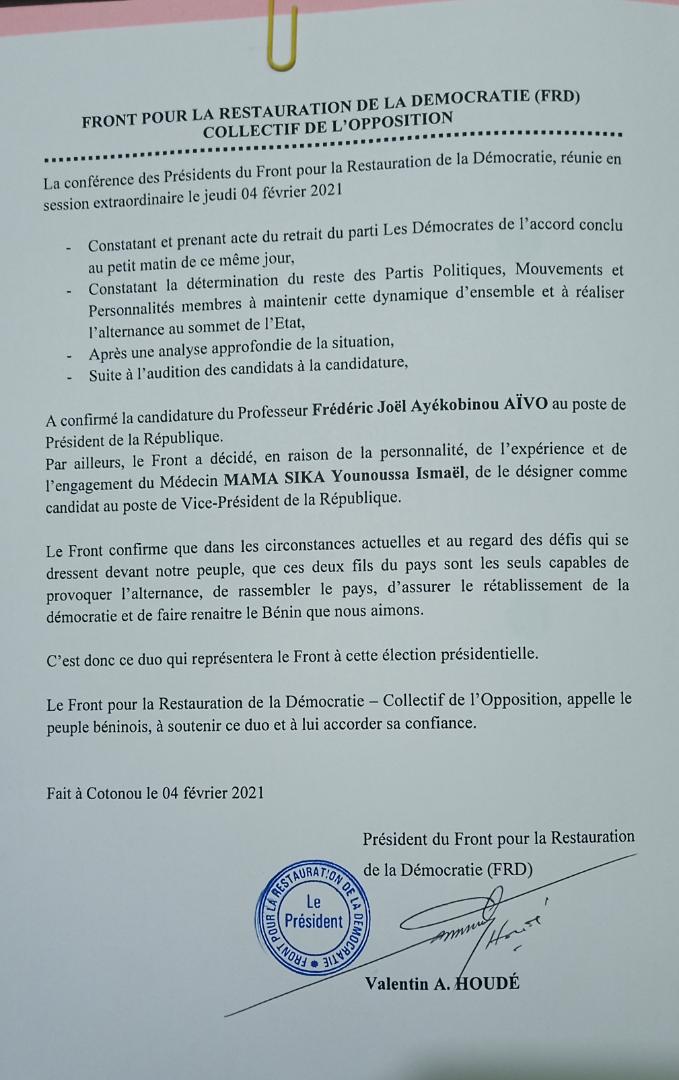 Voici la lettre