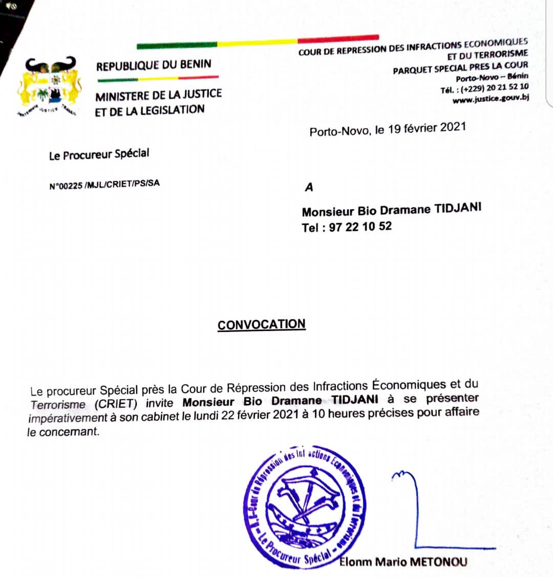Voici la convocation Voici la convocation