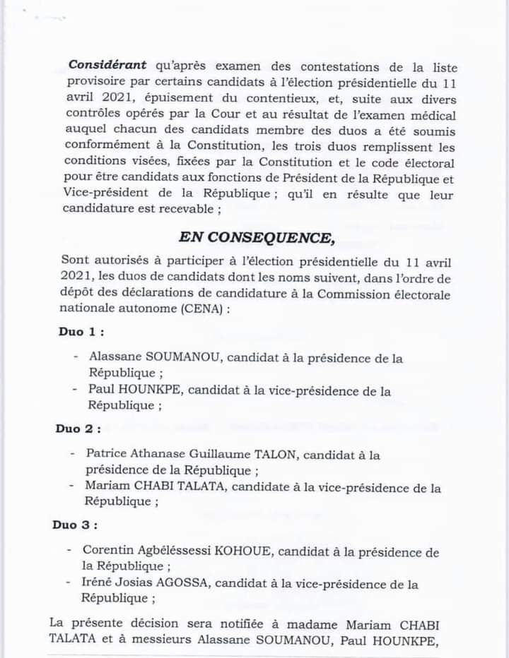 la décision de la Cour constitutionnelle