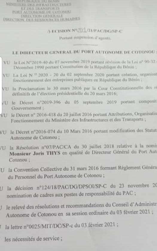 la note du DG et..