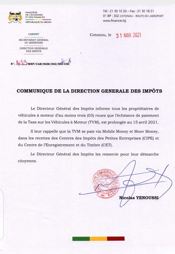 Voici le communiqué