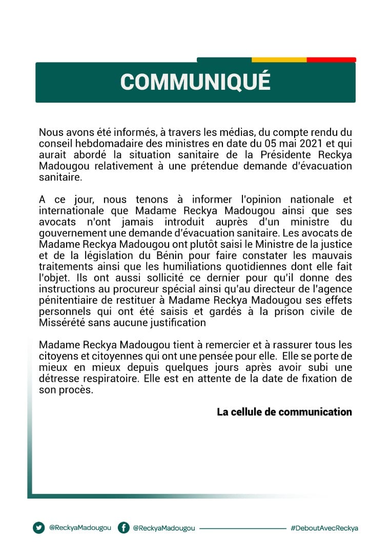 Voici le communiqué
