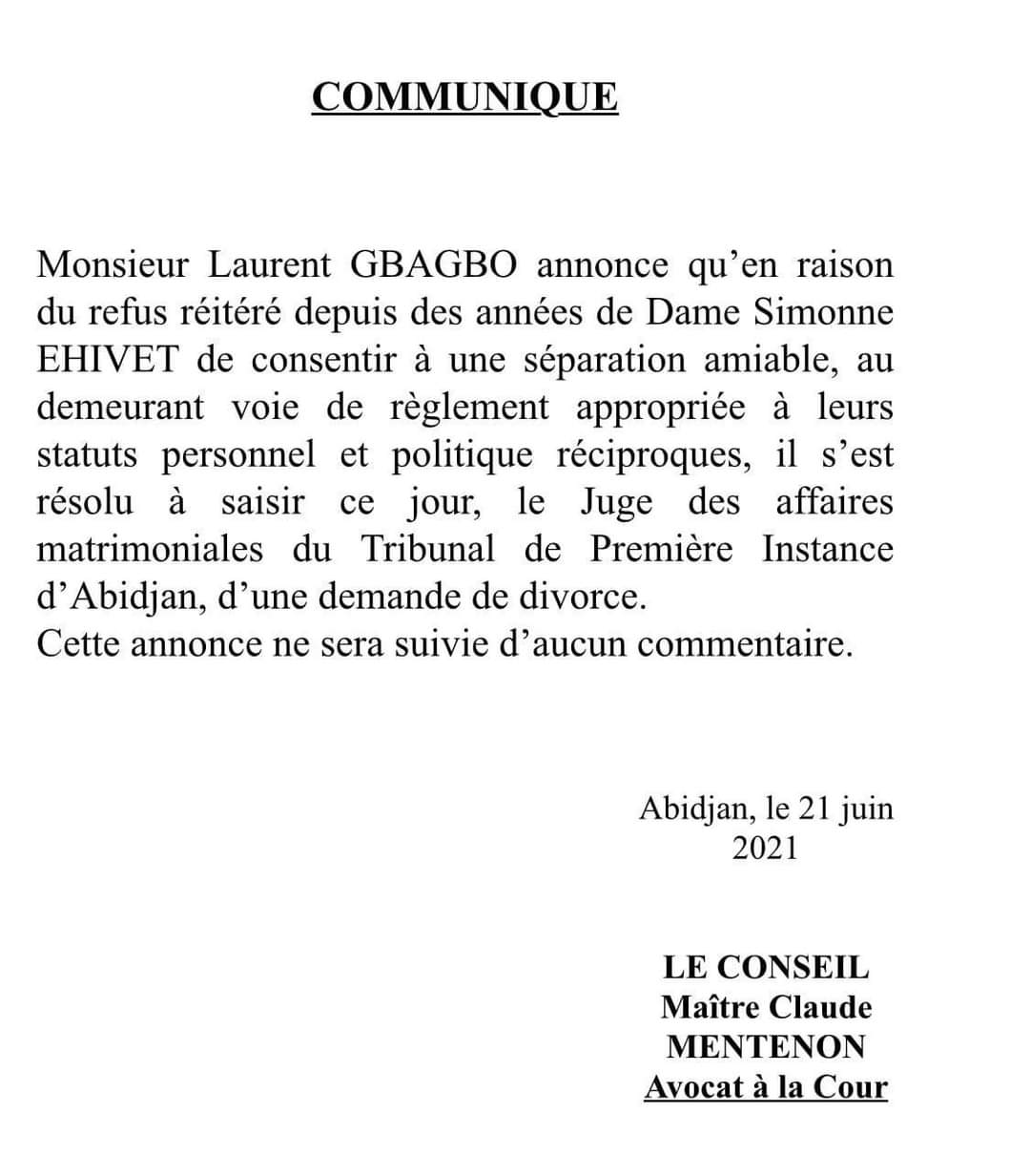 Voici le communiqué