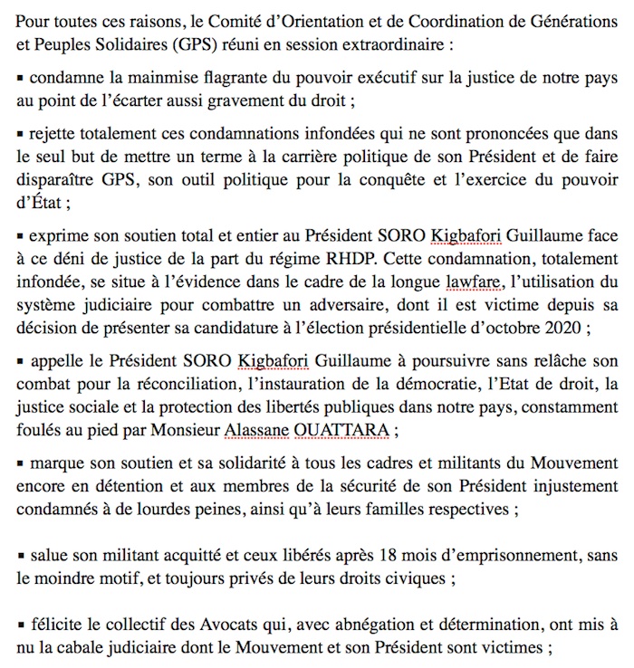 Voici le communiqué