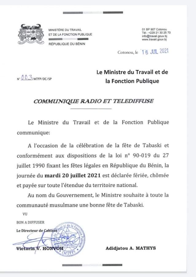 Voici le communiqué