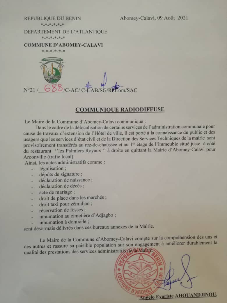 voici la circulaire du maire