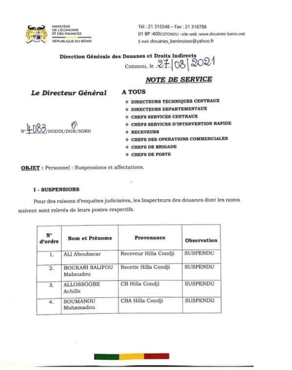 La liste des suspendus et