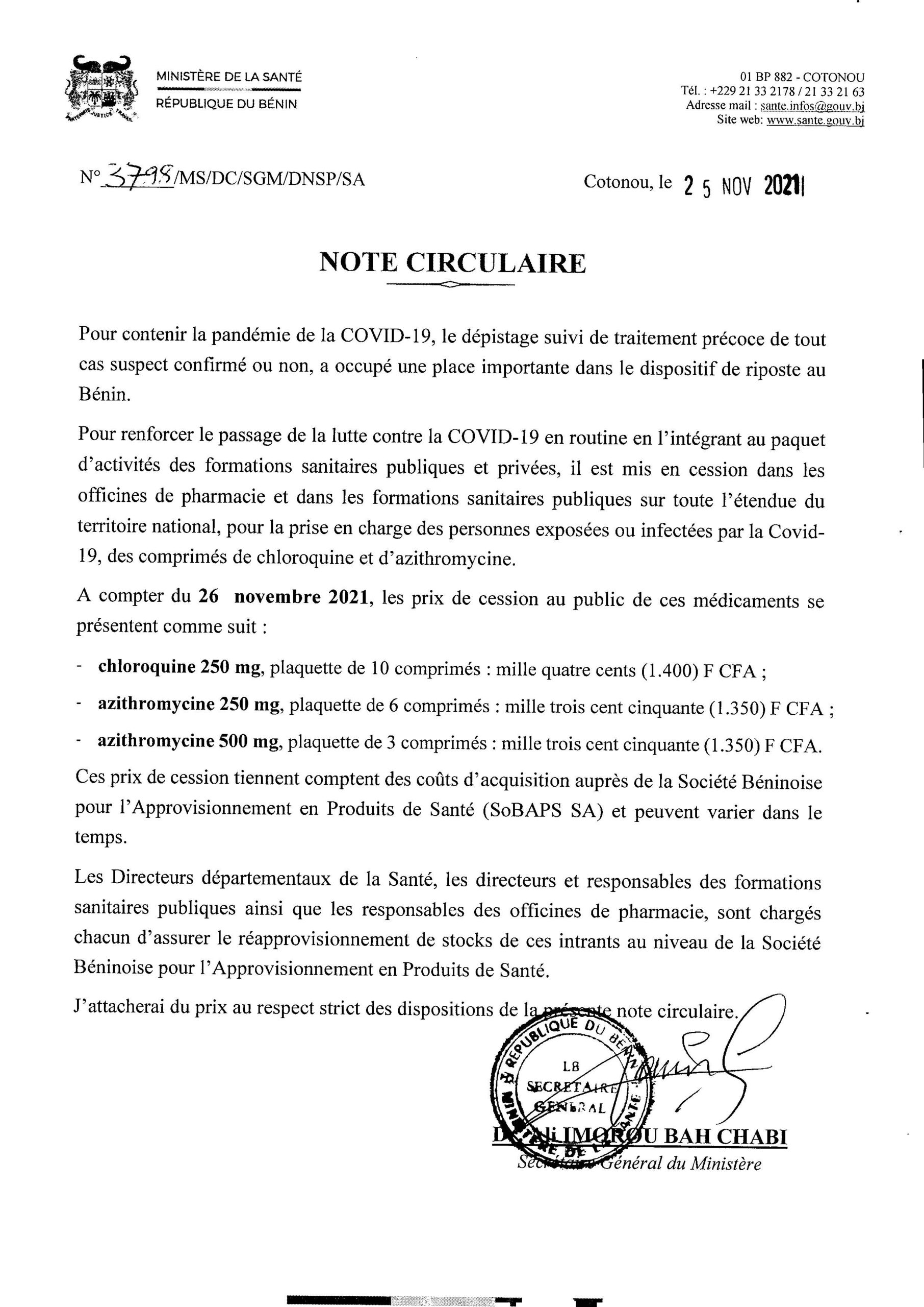 Voici le communiqué