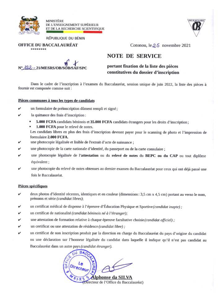 voici les pièces à fournir