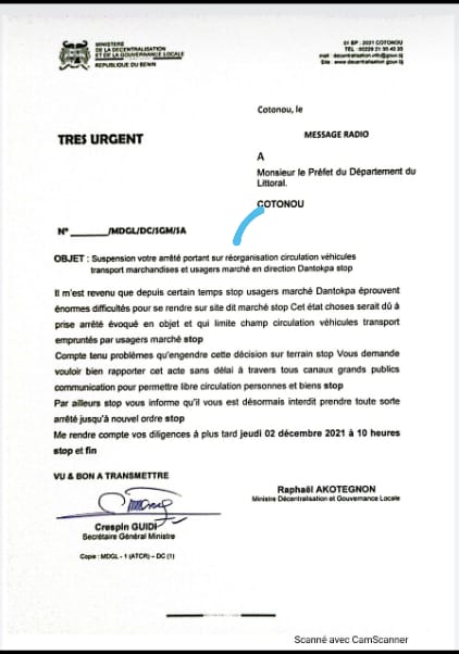 Voici l'arrêté