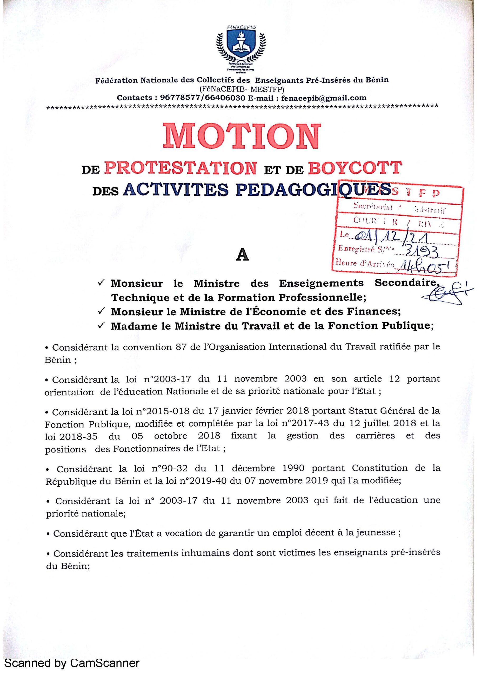 voici la motion