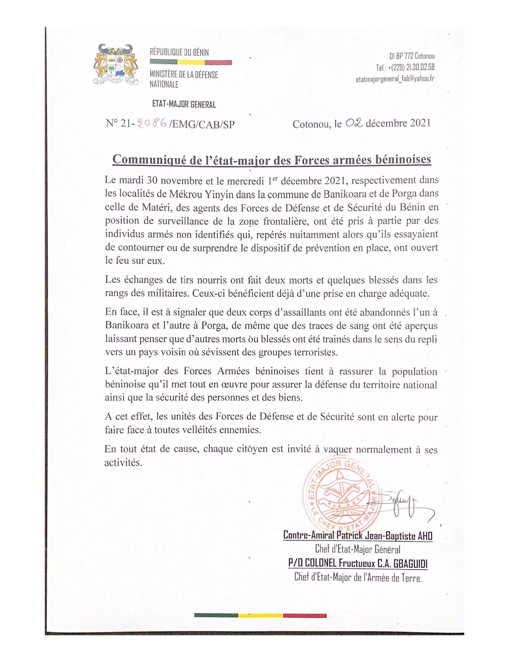 Voici le communiqué