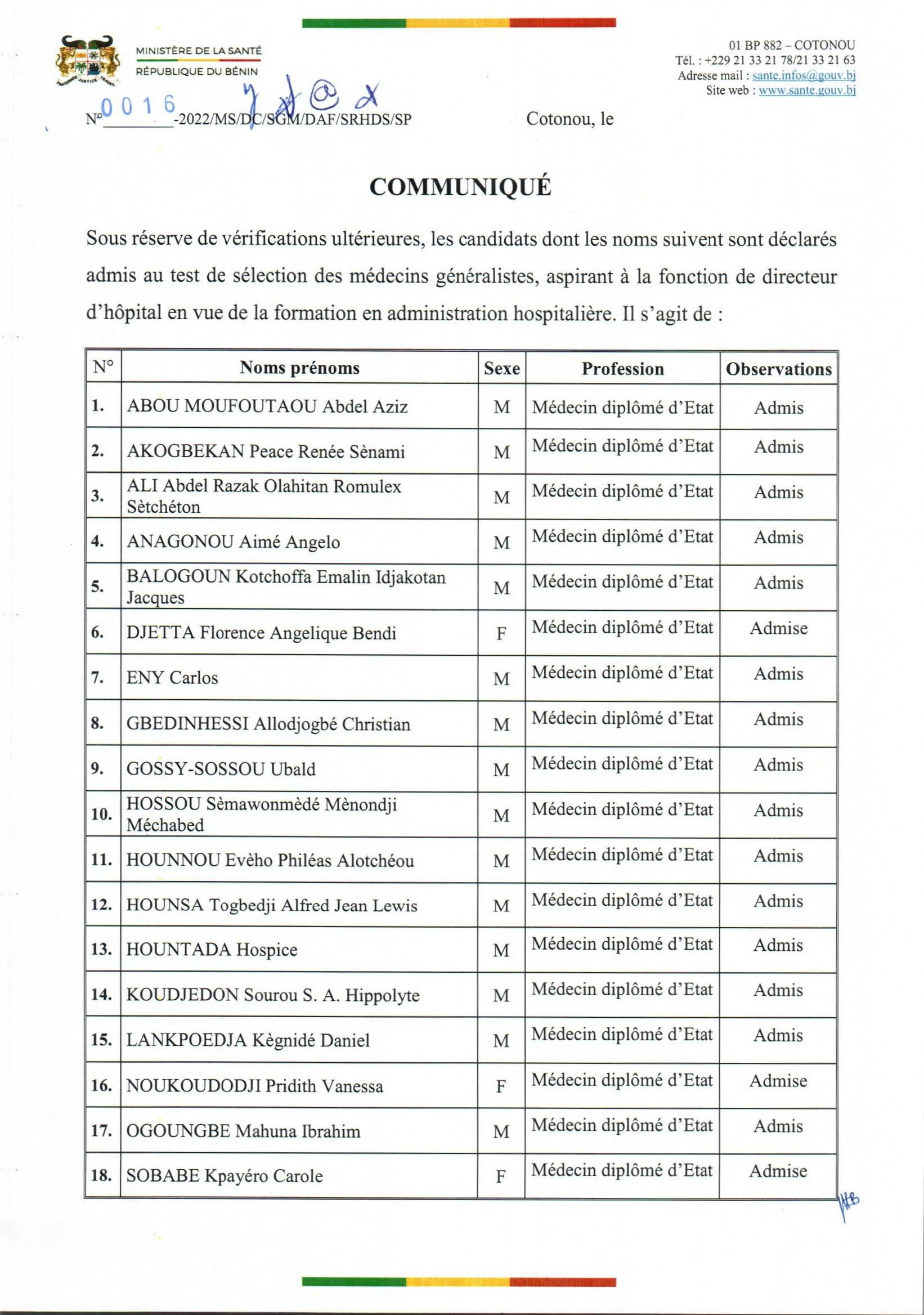 voici la liste