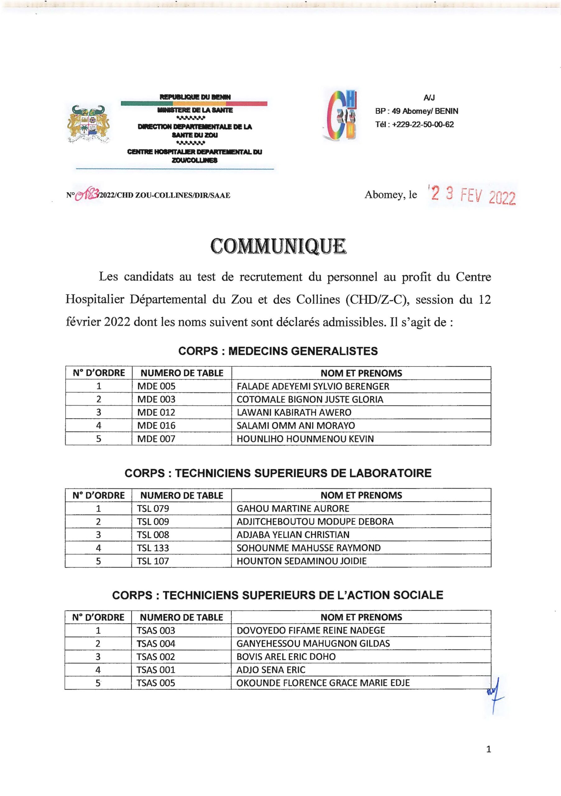 voici la liste